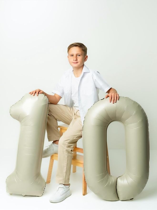 Number 50 Balloons 40 Inch for 50th Birthday Party Decorations, Cream | Jumbo - Image 4