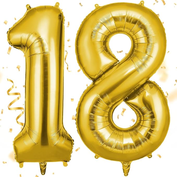 OFFCUP Helium Balloons, 40 Inches Number Balloons 18, Foil Balloons Birthday by OFFCUP