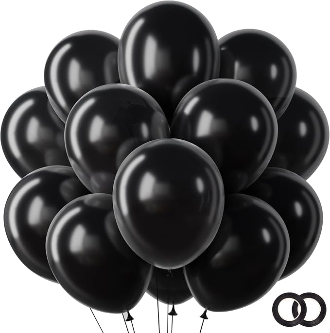 RUBFAC Black Balloons, Party Balloon 12 Inch by RUBFAC