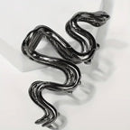 Black Snake Metal Hair Clip, 1Pcs 4.52Inch, Elegant Wavy Snake Design, Strong Hold Grip for Thin/Thick Hair, Daily Wear Women's Hair Accessory