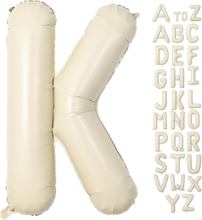 Cream Letter K Balloons, 40 Inch Balloons Letter K Mylar Helium Large K Balloon by BBPOOL