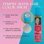 Jerome Russell Intense Silver Hair Color Spray - Fast-Drying, Non-Sticky, Travel Size Hair Dye for Vivid, Instant Color, 2.2 oz