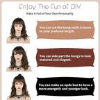 AISI HAIR Synthetic Curly Bob Wig with Bangs Natural Brown with Blonde Highlight Short Wavy Hair for Women Natural Looking Heat Resistant Bob Wigs