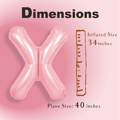 SUWEN 40 Inch Pink Large X Letter Balloons Big Foil Helium A-Z | Jumbo Mylar - Image 2