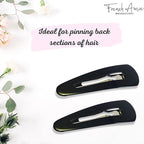 French Amie Clic Clac Pair of Large Black Handmade Cellulose Snap Hair Pin Clip