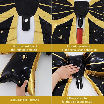 38 Inches Bow Balloon Black Star - Image 3