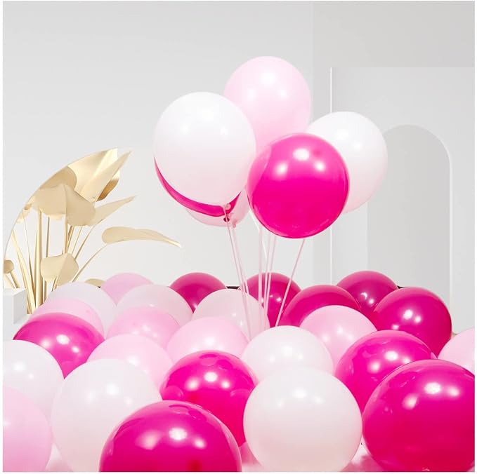 300 Pack Pink and White Balloons 12 inch White Hot Pink Latex Party Balloon Bulk by ZWZLIULIAN