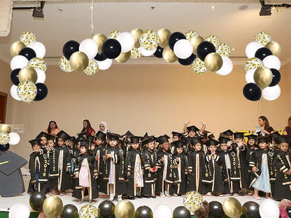 Black and Gold Confetti Balloons, 50 Pack 12inch White Latex Party Balloon Set - Image 7
