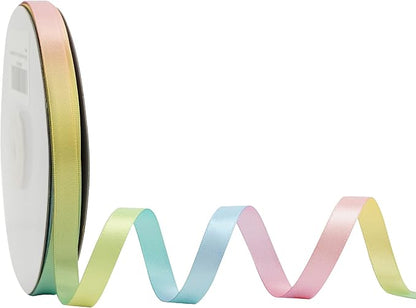 Pastel Satin Ribbon Pastel Rainbow Ribbon Pastel Color Craft Ribbons 3/8 inch - Image 2