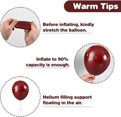 Red and Gold Balloons, 12 Inch Burgundy Gold Balloons, Maroon Balloons - Image 3