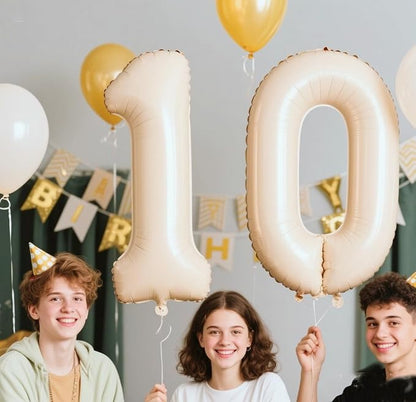 0 Balloon 40 inch Cream Number Balloons - Image 3