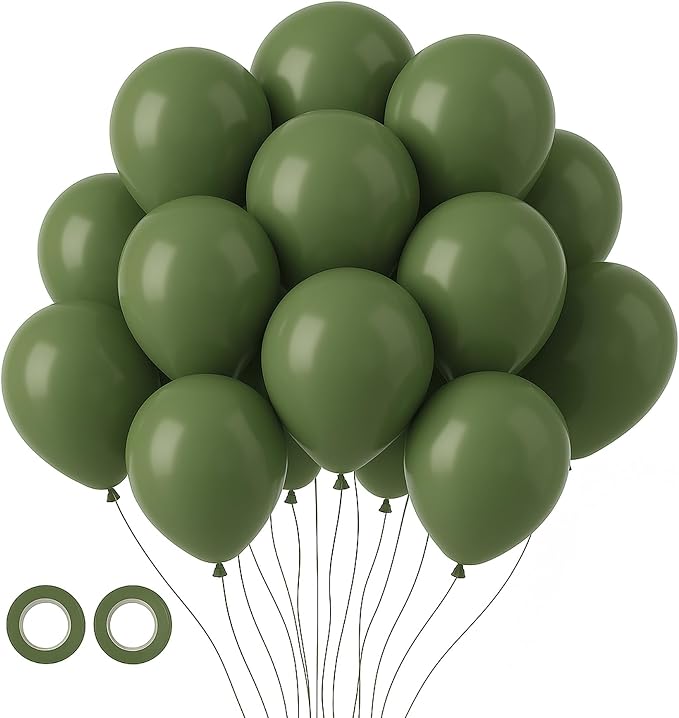 Voircoloria 105pcs Sage Green Olive Green Party Latex Balloons, 12inch | by Voircoloria