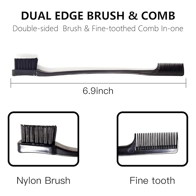Goiple Edge Control Wax for Women Strong Hold Non-greasy Edge Smoother Strawberry Scent (4oz Edge Control + 0.7oz Travel Szie Edge Control Wax + Edge Brushes*2+Tie Band*2)