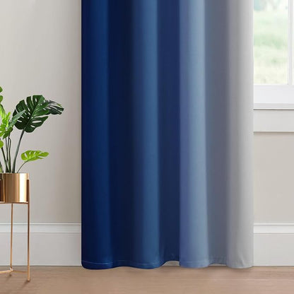 Yakamok Ombre Curtains Royal Blue and Greyish White - Image 4