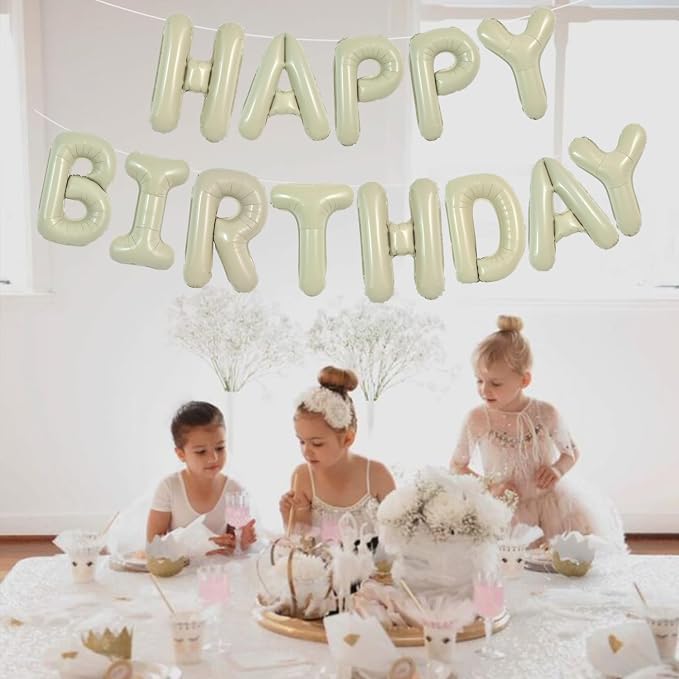 TONIFUL Cream Green Letter Balloons 1 Set 16Inch A-Z Custom Alphabet Banner | - Image 6