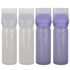 4 Pack Root Comb Applicator Bottle, Hair Oil Comb Applicator for Hair Dye, Shampoos, Salons (White+Purple)
