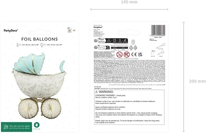 Vintage Baby Carriage Balloon PartyDeco 23 × 29 Inch Foil Stroller | Balloon - Image 3