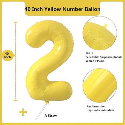 40 inch Yellow Number Balloon Giant Foil Helium Balloons Number 2 Balloon - Image 2