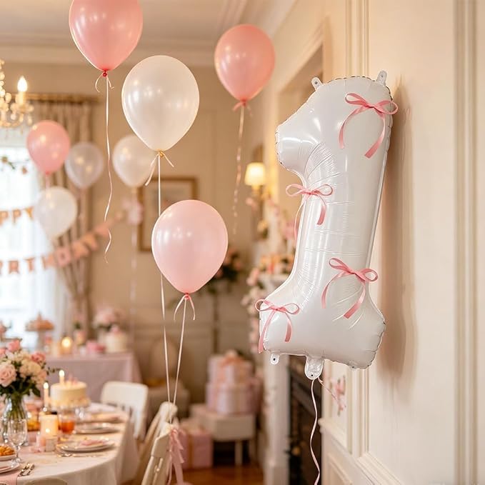 32 Inch White Number Foil Balloon - Image 2