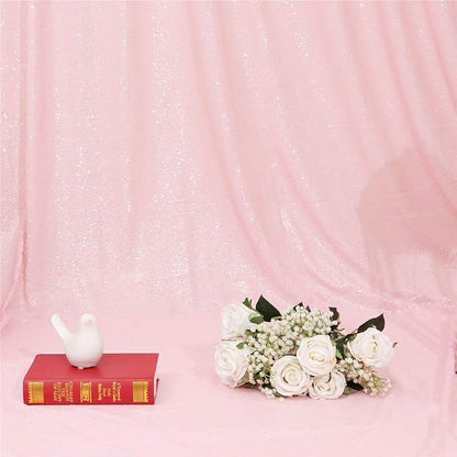Eternal Beauty Pink Sequin Backdrop Curtains, 2 Panels 2x8FT | 3mm Sparkle - Image 6
