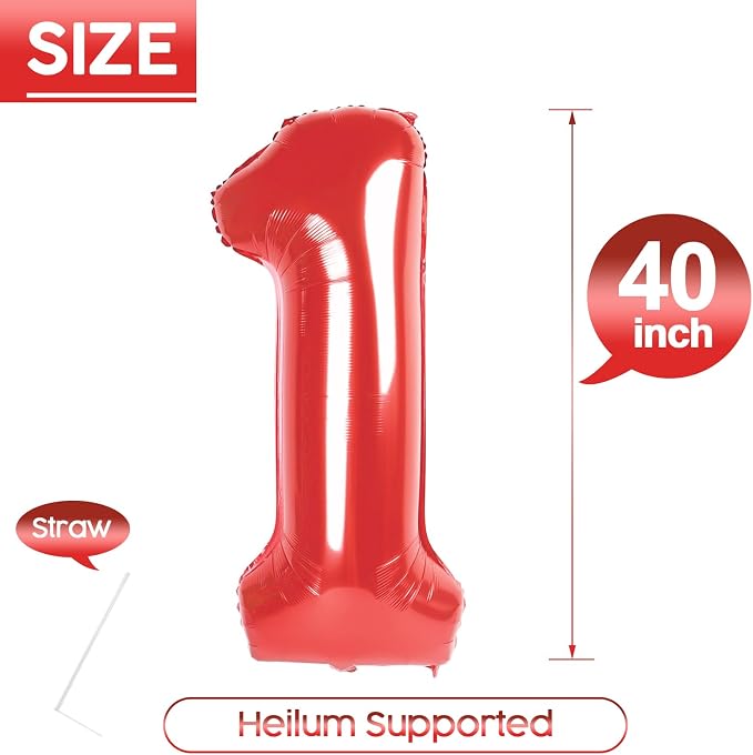1 Balloon - Red Birthday Number Balloons, 40 Inch Decorations Men Women | Red - Image 5