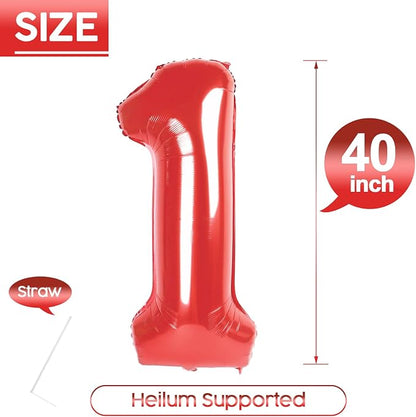1 Balloon - Red Birthday Number Balloons, 40 Inch Decorations Men Women | Red - Image 5
