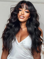 KLAIYI Pre Everything Glueless 13x4 Lace Front Wigs Human Hair Loose Body Wave Bye Bye Knots Pre Cut Lace Pre Bleached Pre Plucked 30S Ready to Wear And Go Frontal Wig with Natural Curtain Bang 20Inch