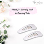Parcelona French Mini Set of 4 Small Celluloid Acetate Snap Hair Clips No Slip Fashion Durable Styling Women Hair Accessories Girls Snap Hair Barrette, Made in France (Silver)