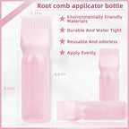 BLAAROOM 2Pack Root Comb Applicator Bottle - 6 Oz Hair Oil Applicator, Dye Bottle Tools with Oil Dispenser & Root Comb Brush - Pink