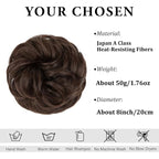 CJL HAIR Large Messy Bun Hair Piece Wavy Curly Scrunchies Synthetic Chignon Ponytail Hair Extensions Thick Updo Hairpieces for Women Dark Chocolate