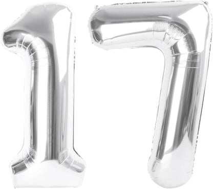 Number Balloons 17 Balloon Silver by Enyeopd