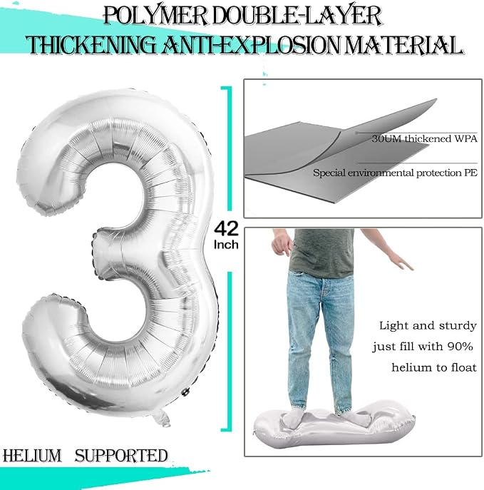Number 30 Balloons for 30th Birthday Party Decorations, 42 Inch Jumbo Foil - Image 2