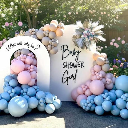 Gender Reveal Balloon Arch Garland Kit 144pcs, Dusty Pink and Blue Sand White - Image 7