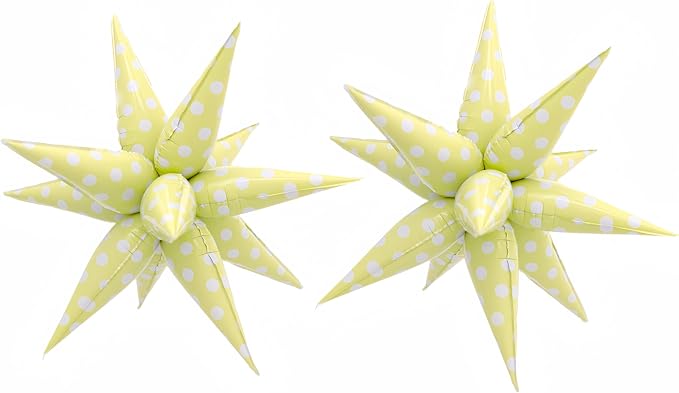 2Pcs Yellow Macaron Polka Dot Explosion Pointed Star Foil Balloons/Candy Color by baoonworlld