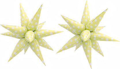 2Pcs Yellow Macaron Polka Dot Explosion Pointed Star Foil Balloons/Candy Color by baoonworlld