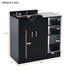 Shampoo Backwash Station for Salons,Salon Station with Shampoo Bowl & Storage Layer,Salon Equipment for Spa Beauty, Black