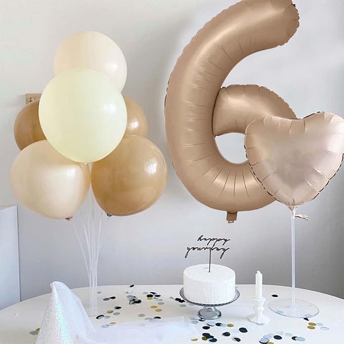 Apricot Number 3 Balloon for Girls Boys, 40 Inch Large Nude Number 0-9 Foil - Image 8