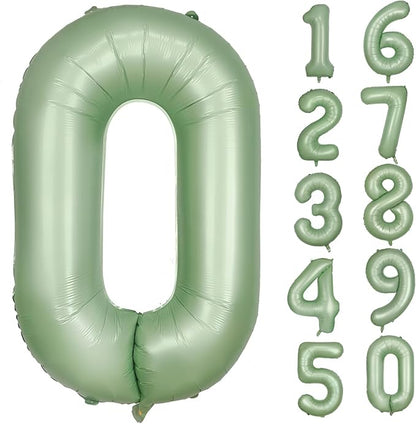 40 Inch Green Number Balloon 0 Olive Green Foil Balloon Sage Green 0 Balloons by Yeodong