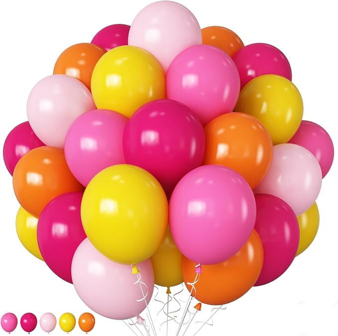 HILAVO Pink and Orange Balloons Light Pink Hot Pink Yellow Autumn Latex by HILAVO