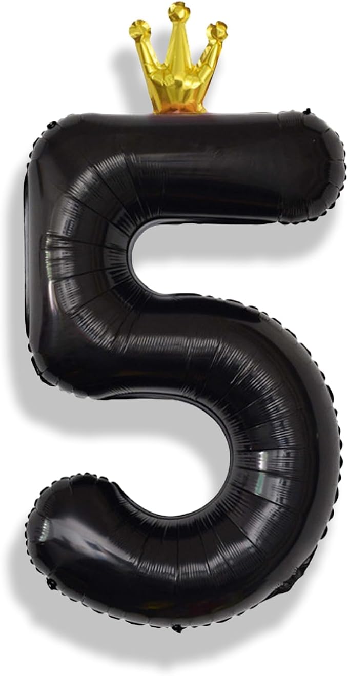 40 Inch Black 5 Number Balloons by Isndare