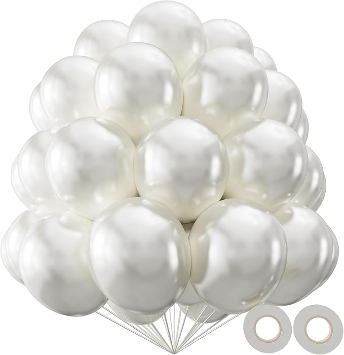 Pearl White Balloon 110pcs, 12 Inch Thickened Latex Party Balloons Helium by Kawkalsh