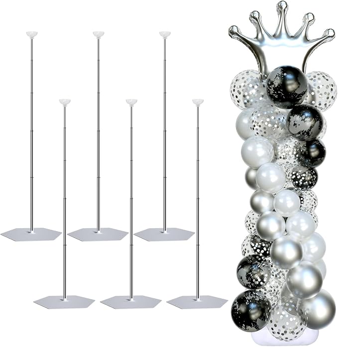 Balloon Arch Stand, Balloon Stand Set of 6, 7 Feet Height Adjustable Metal by SINBEE