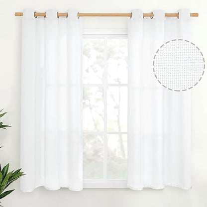 YoungsTex 45 Inch Length White Linen Curtains by YoungsTex
