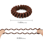 Spiral Hair Ties (Cloth Brown, 12 Pcs) - Coil Ponytail Holders for Thick Hair, No Crease Phone Cord Ties for All Hair Types