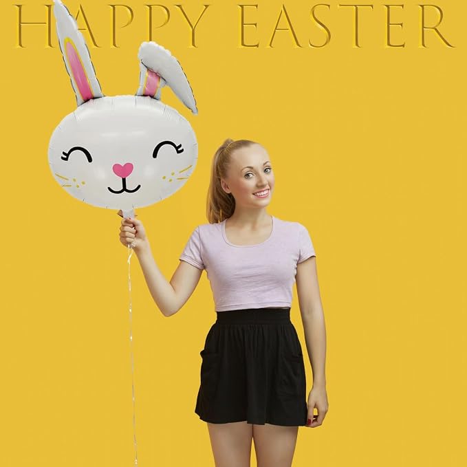 Bunny Balloons Easter Balloon Bunny Birthday Party Decorations Rabbit Head Foil - Image 7
