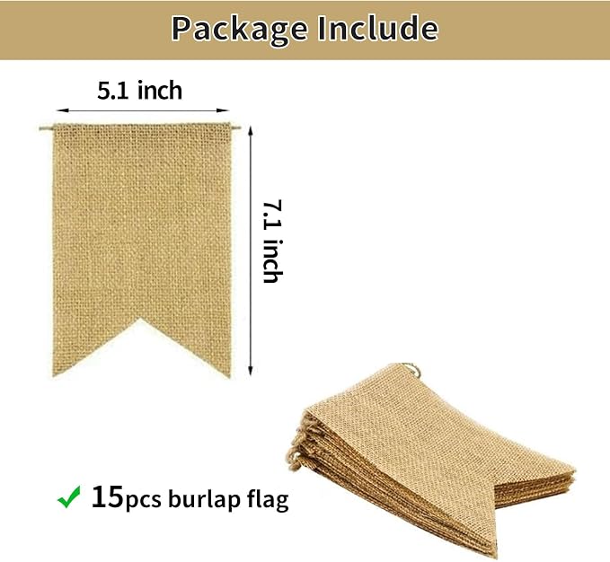 15pcs Blank Customizable Burlap Banner Set - Image 3