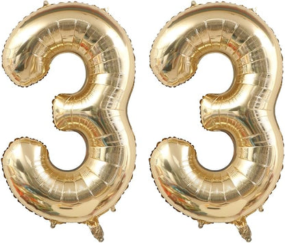 Light Gold Number 33 Balloon 40in White Gold 33 Foil Mylar Digital Balloon | by ANGEL+Q+HOUSE
