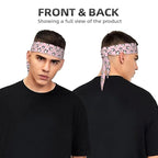 Men's Women Novelty Sports Sweat Bands Hair Decor for Sports Workout Spa, Long Boho Style Cute Cartoon Penguin And Heart Pink Head Band Headdress