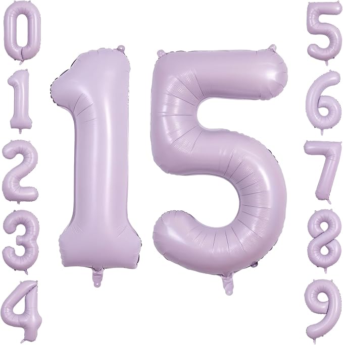 40 Inch Lavender Foil Number 15 Balloon by TNCDJKPA