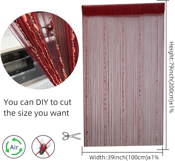 ave split 100cmX200cm Decorative Door String Curtain Beads Wall Panel Fringe - Image 3